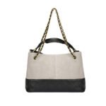 CHANEL 25A Grey Suede Lambskin Two-Tone Patchwork Gold CC Logo Tote Bag - Image 3