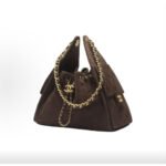 CHANEL 25K Bag Small Dark Brown Suede Calfskin CC Logo Shoulder Bag - Image 2