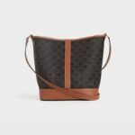 Celine Medium Triomphe Canvas Bucket Bag, Tan Leather Trim - Image 3