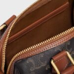 Celine Small Triomphe Canvas Boston Bag, Tan Leather Trim - Image 5