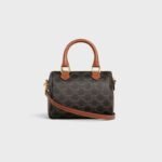 Celine Small Triomphe Canvas Boston Bag, Tan Leather Trim - Image 3