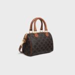 Celine Small Triomphe Canvas Boston Bag, Tan Leather Trim - Image 4