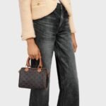 Celine Small Triomphe Canvas Boston Bag, Tan Leather Trim - Image 2