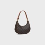 Celine Ava Triomphe Canvas Handbag with Tan Calfskin Trim Gold - Tone Hardware - Image 4