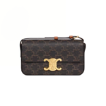 Celine Triomphe Monogram Calfskin Flap Shoulder Crossbody Bag