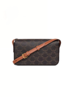 Celine Triomphe Monogram Calfskin Flap Shoulder Crossbody Bag - Image 3