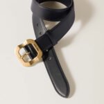 MIUMIU Black Calfskin Belt with Gold Buckle 3.5cm - Image 2