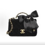 Chanel 25K Handle Large Bow Series Velvet with Gold Metal Top Handle & Shoulder Bag