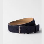 PRADA Navy Blue Suede Leather Belt 3.5cm