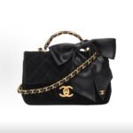 Chanel 25K Handle Large Bow Series Velvet with Gold Metal Top Handle & Shoulder Bag - Image 2