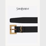 YSL Women's CASSANDRE Shiny Leather Square Buckle Slim Belt, 2cm - Image 2