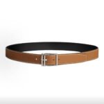 HERMES Nathan Reversible Calfskin Belt Men Brown Pin Buckle 3.2cm