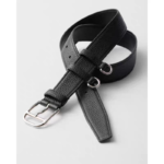 PRADA Men's Black Calfskin Leather Belt 3.3cm - Image 3