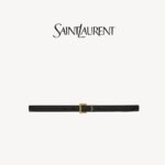 YSL Women's CASSANDRE Shiny Leather Square Buckle Slim Belt, 2cm