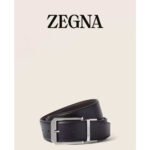 ZEGNA Black & Dark Brown Reversible Leather Belt 3.5CM