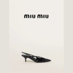 Miu Miu Women's Buckle Glossy Calfskin Heels