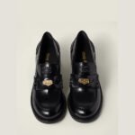 Miu Miu Women's Logo Glossy Calfskin Loafer Heels - Image 2