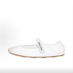 Miu Miu Plume White Suede Round-toe Mary Jane Ballet Flats - Image 3