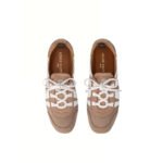 LV Sneakerina 1AHNFA Brown Lamb Suede Lace-Up Ballet Trainer - Image 4