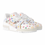 Takashi Murakami x LV Trainer White Monogram Leather Sneaker