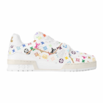 Takashi Murakami x LV Trainer White Monogram Leather Sneaker - Image 2