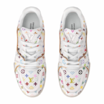 Takashi Murakami x LV Trainer White Monogram Leather Sneaker - Image 3
