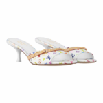 Takashi Murakami x LV White Leather Slide Heels,3.5cm Heel Height