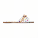 Takashi Murakami x Louis Vuitton White Leather Flat Slides - Image 3