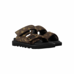 LV Slide 1AHMDM Women’s Flat Sandals, Cocoa Brown with Monogram & Leather Lining