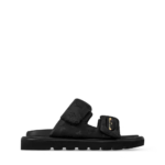 LV Pool Slide 1AHNQU Women’s Flat Slide, Black Monogram with Leather Lining - Image 3