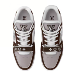 LV Trainer Men’s Low-Top Sneakers, Brown Calfskin & Monogram Canvas - Image 3