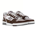 LV Trainer Men’s Low-Top Sneakers, Brown Calfskin & Monogram Canvas