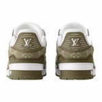 LV Trainer 1AILAR Sneakers, Khaki Green Calfskin & Monogram Denim - Image 4