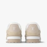 LV Trainer 1AIKMH Sneakers, Cream Calfskin & Monogram Denim, Two-Tone Outsole - Image 5
