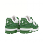 Louis Vuitton Trainer Sneaker Low, White & Green Monogram Denim (1A9JHX) - Image 3