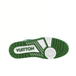 Louis Vuitton Trainer Sneaker Low, White & Green Monogram Denim (1A9JHX) - Image 4