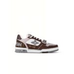 LV Trainer Men’s Low-Top Sneakers, Brown Calfskin & Monogram Canvas - Image 2